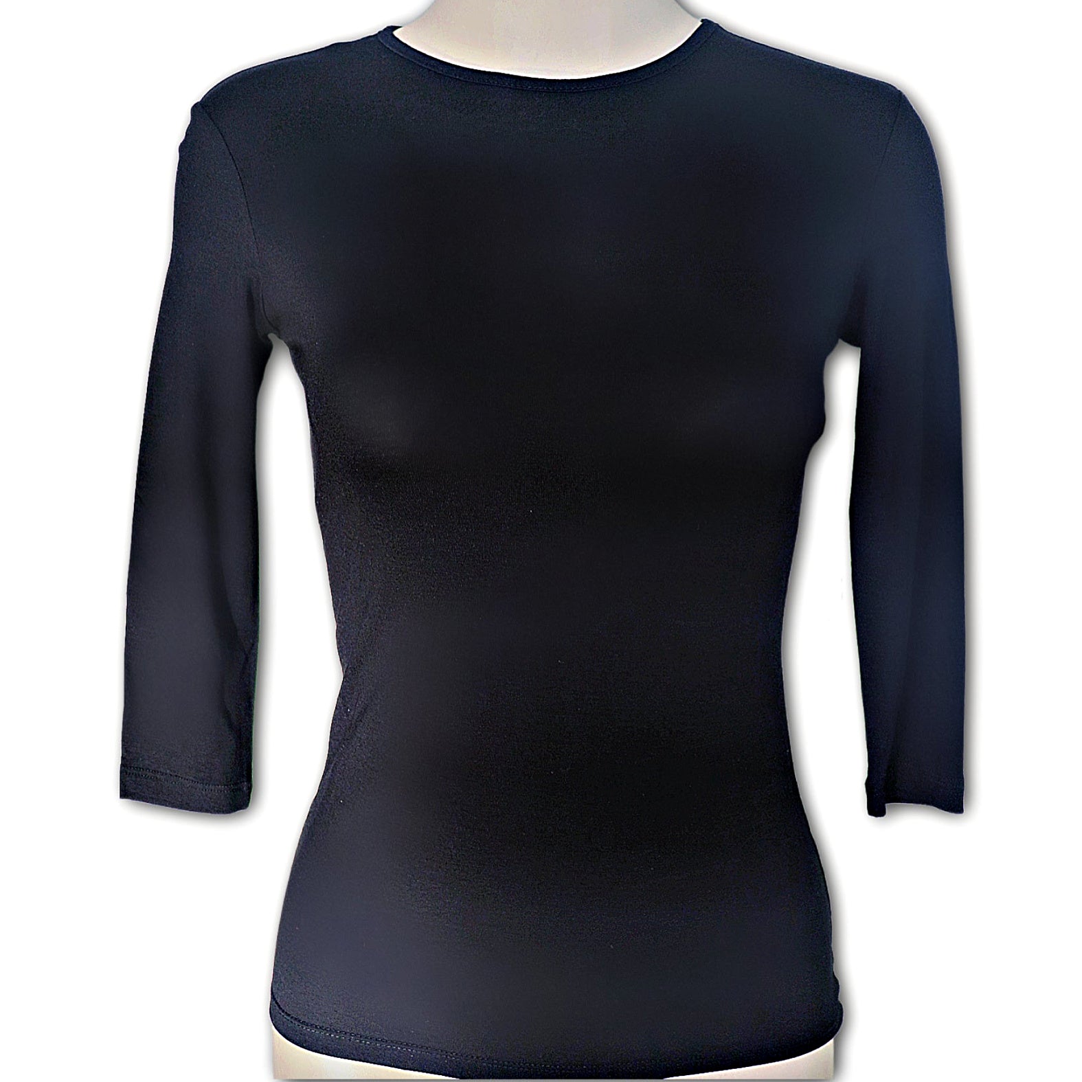 High Neck Rayon Shirt (3/4 Sleeve) in Black and White